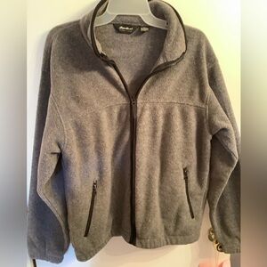 Eddie Bauer Full Zip Fleece Sweater Jacket Women's Small Grey Pockets
